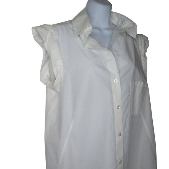 Vintage DKNY Cap Sleeve Tunic Button-Up Blouse White Cotton Womens US 8/GB 10/IT - Picture 5 of 14